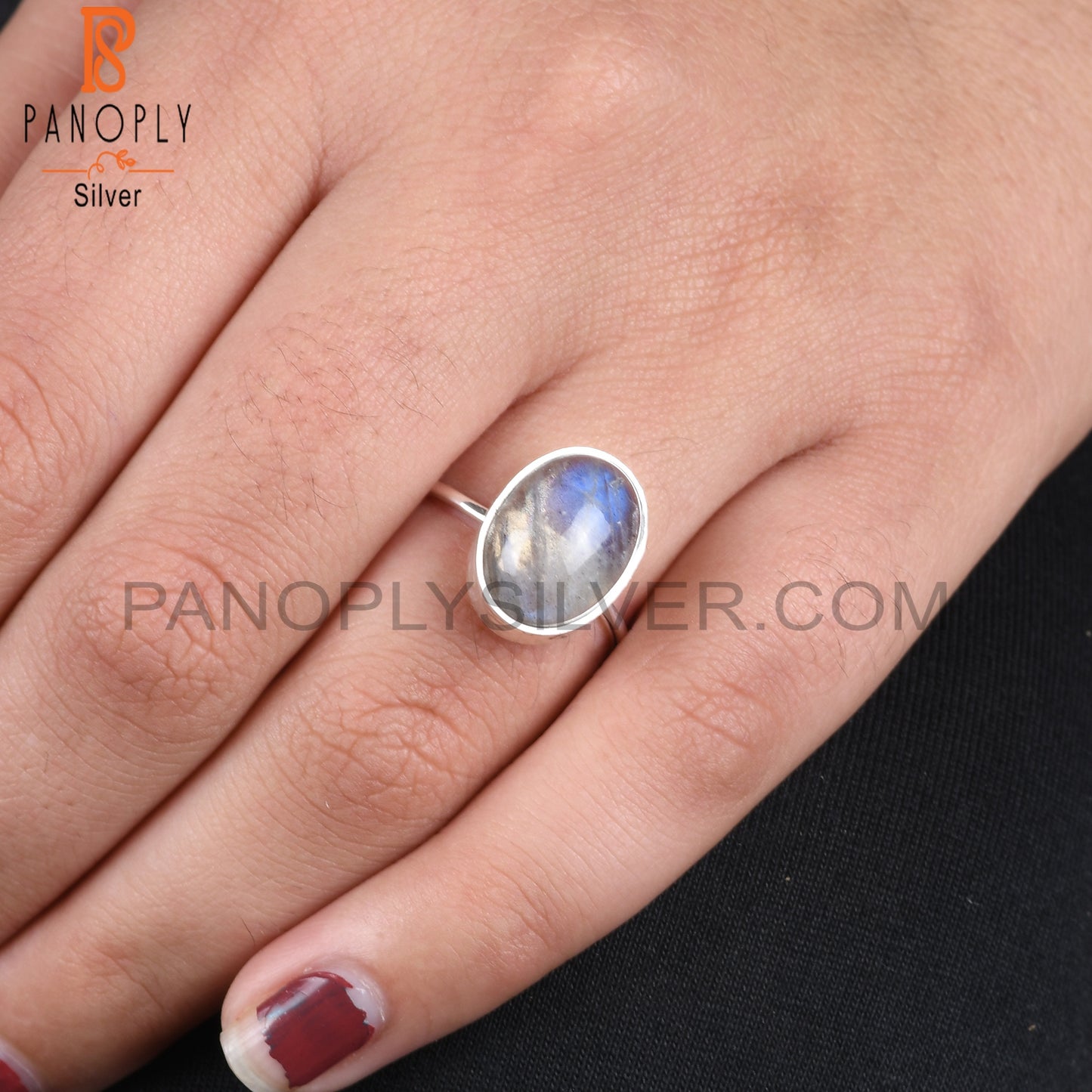 Doublet Sunstone Crystal Oval 925 Sterling Silver Ring