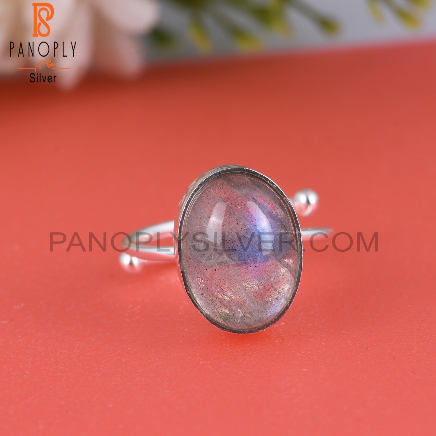 Doublet Sunstone Crystal Oval 925 Sterling Silver Ring