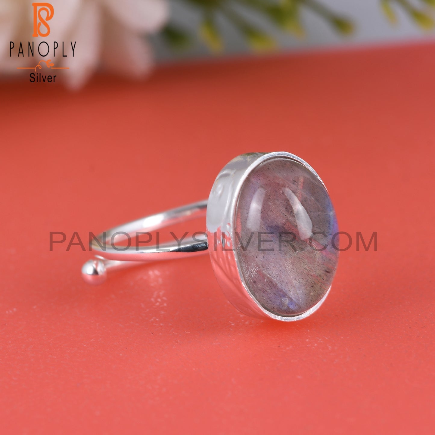 Doublet Sunstone Crystal Oval 925 Sterling Silver Ring