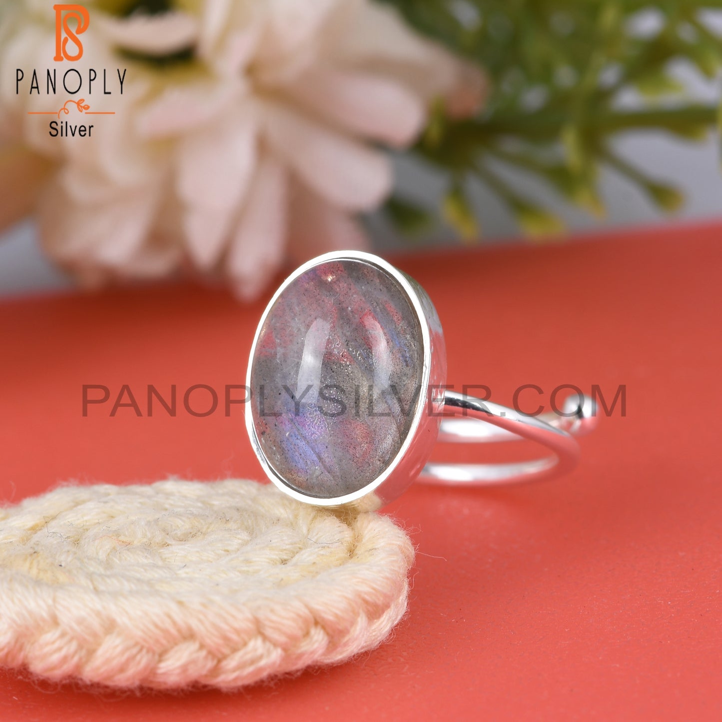 Doublet Sunstone Crystal Oval 925 Sterling Silver Ring