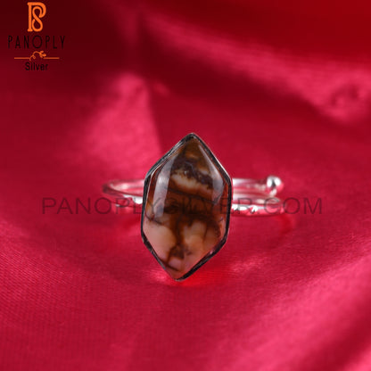 Birdeye Jasper Hexagon 925 Silver Ring