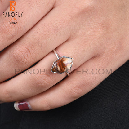 Birdeye Jasper Hexagon 925 Silver Ring