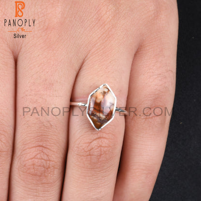 Birdeye Jasper Hexagon 925 Silver Ring