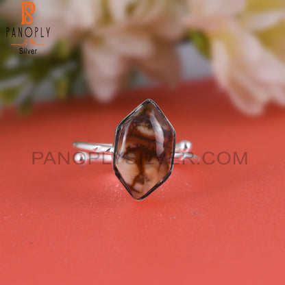 Birdeye Jasper Hexagon 925 Silver Ring
