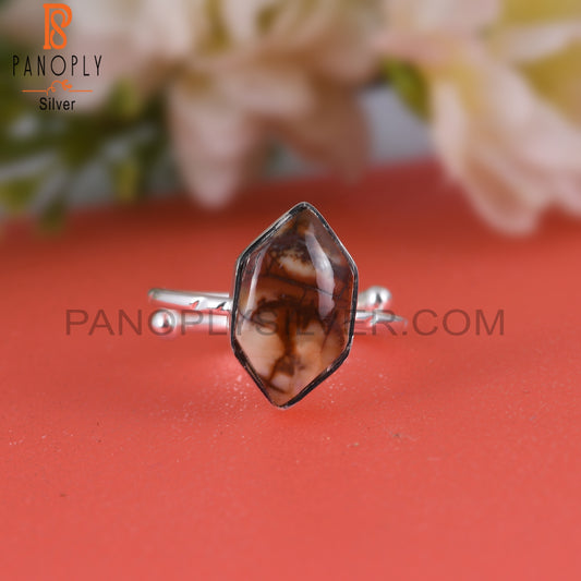 Birdeye Jasper Hexagon 925 Silver Ring