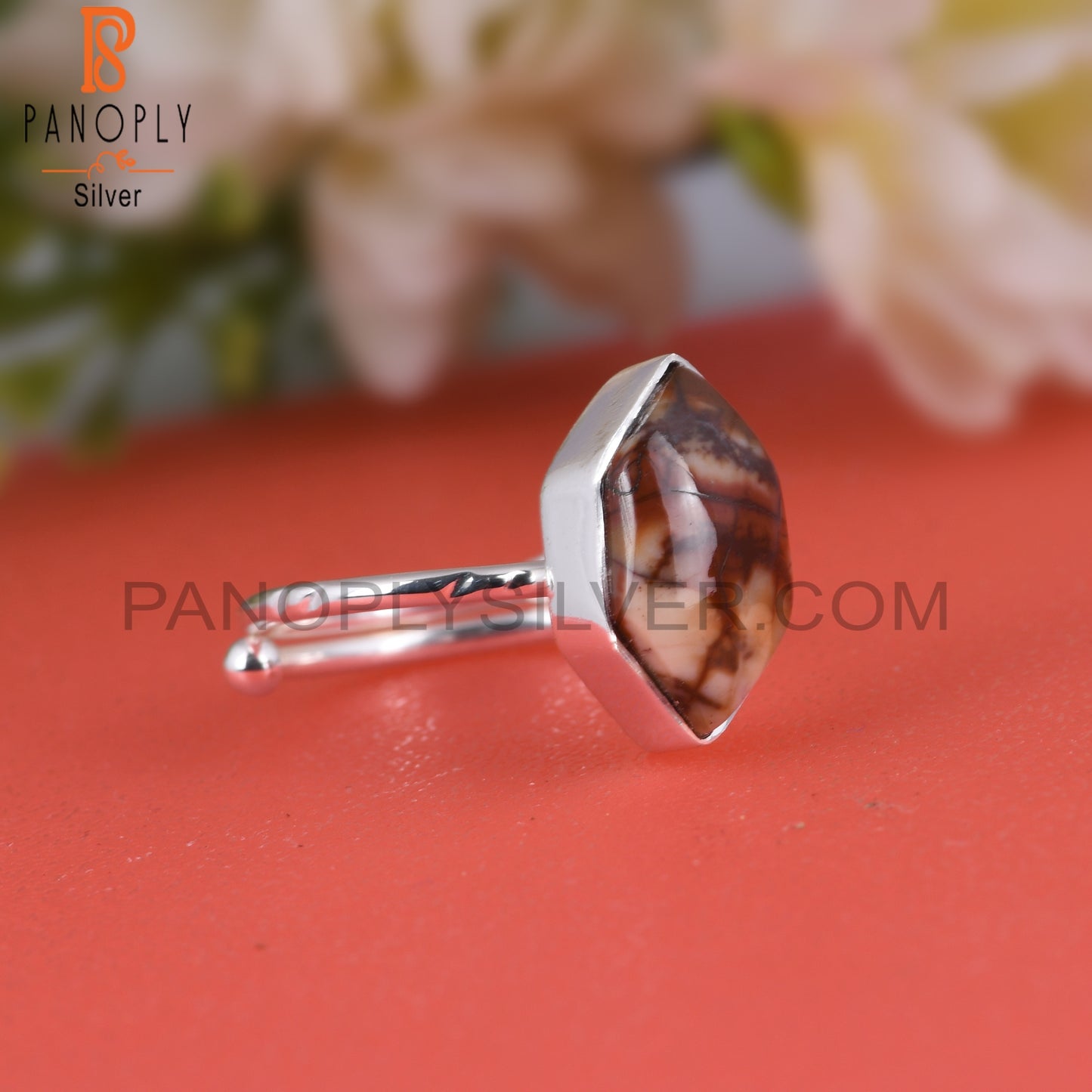 Birdeye Jasper Hexagon 925 Silver Ring