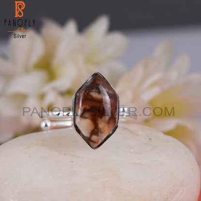 Birdeye Jasper Hexagon 925 Silver Ring