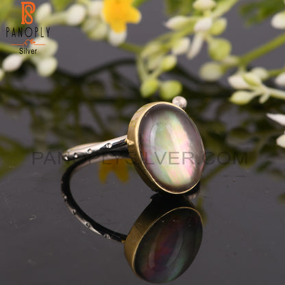 Labradorite Doublet Crystal 925 Sterling Silver Ring