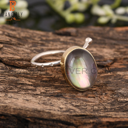 Labradorite Doublet Crystal 925 Sterling Silver Ring