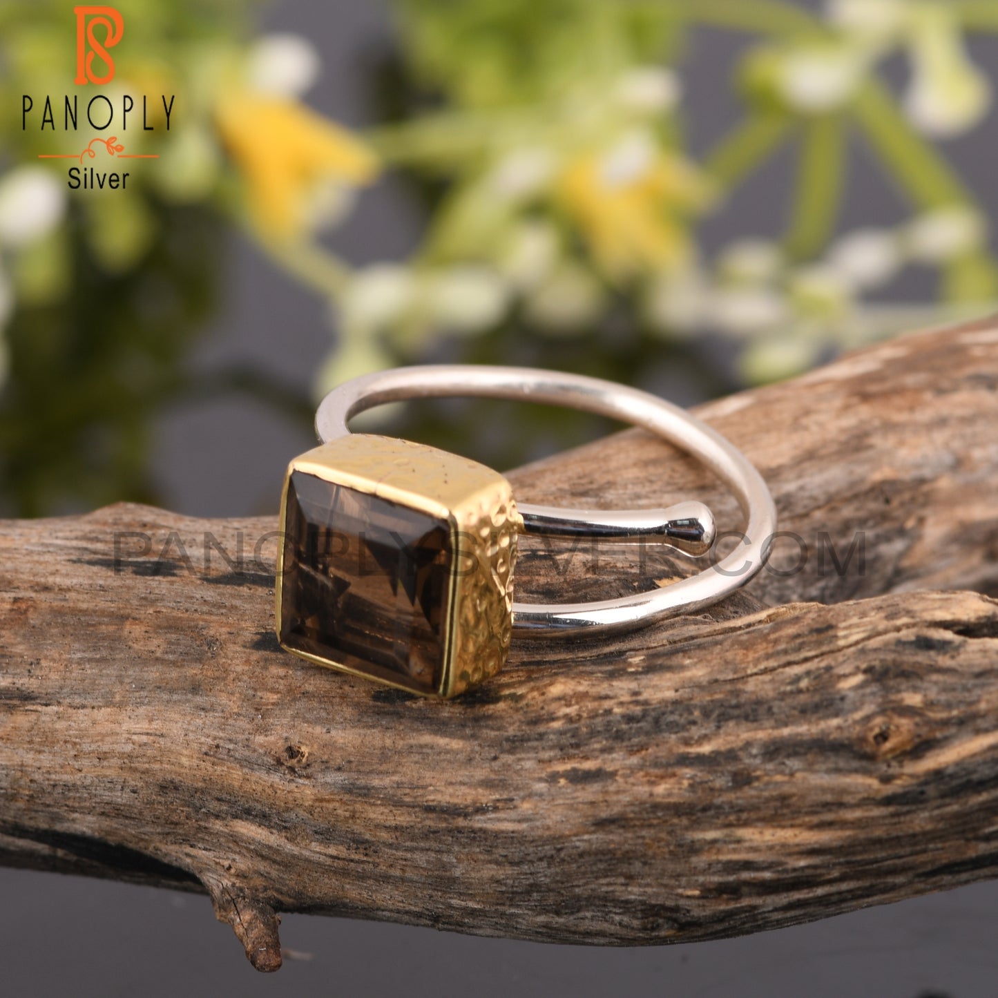 Smoky Square 925 Sterling Silver Beautiful Ring