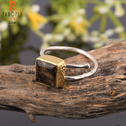 Smoky Square 925 Sterling Silver Beautiful Ring