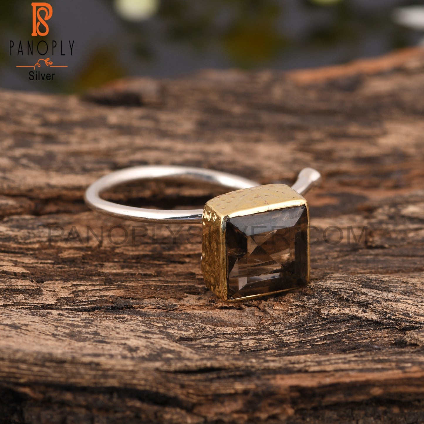 Smoky Square 925 Sterling Silver Beautiful Ring