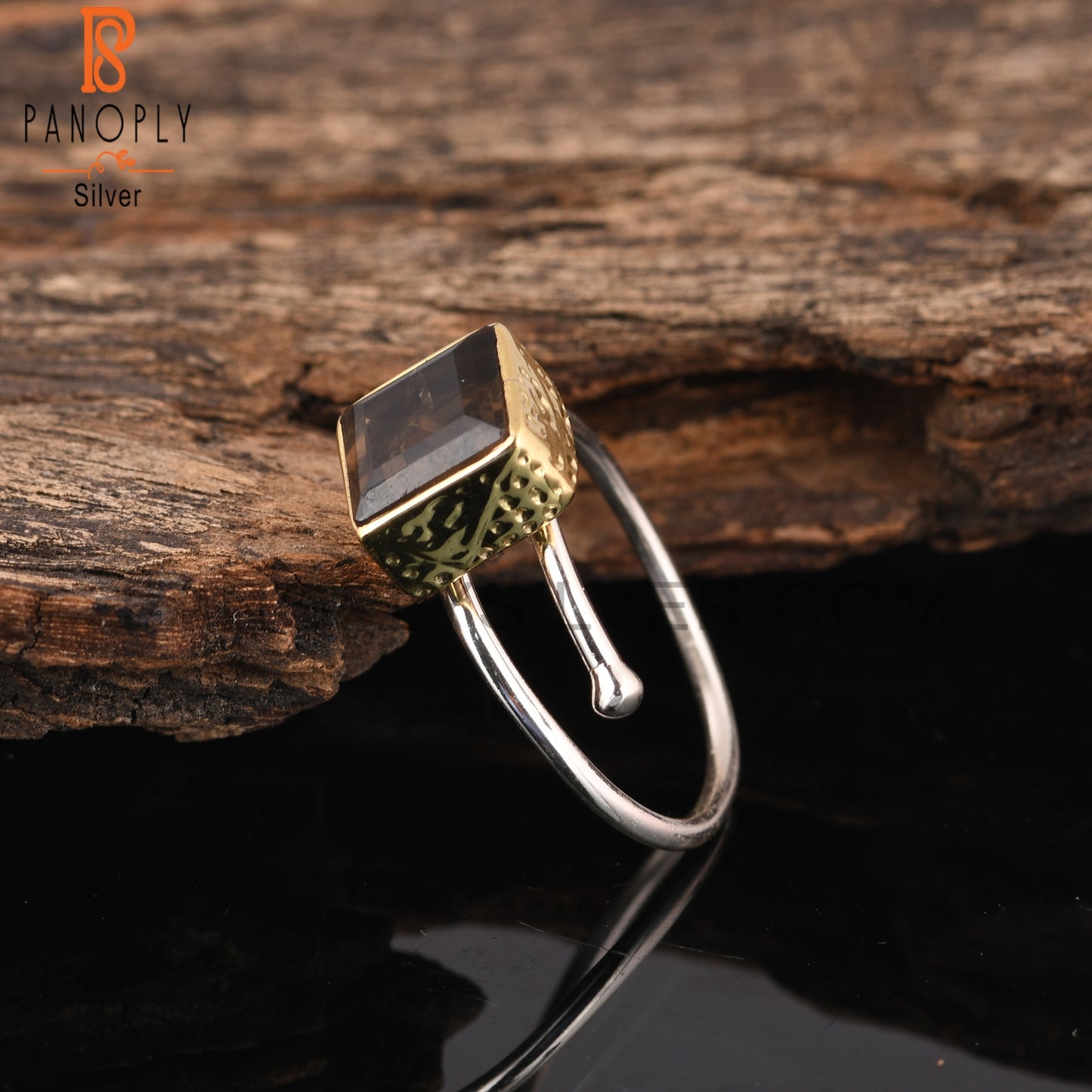 Smoky Square 925 Sterling Silver Beautiful Ring