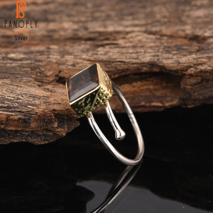 Smoky Square 925 Sterling Silver Beautiful Ring