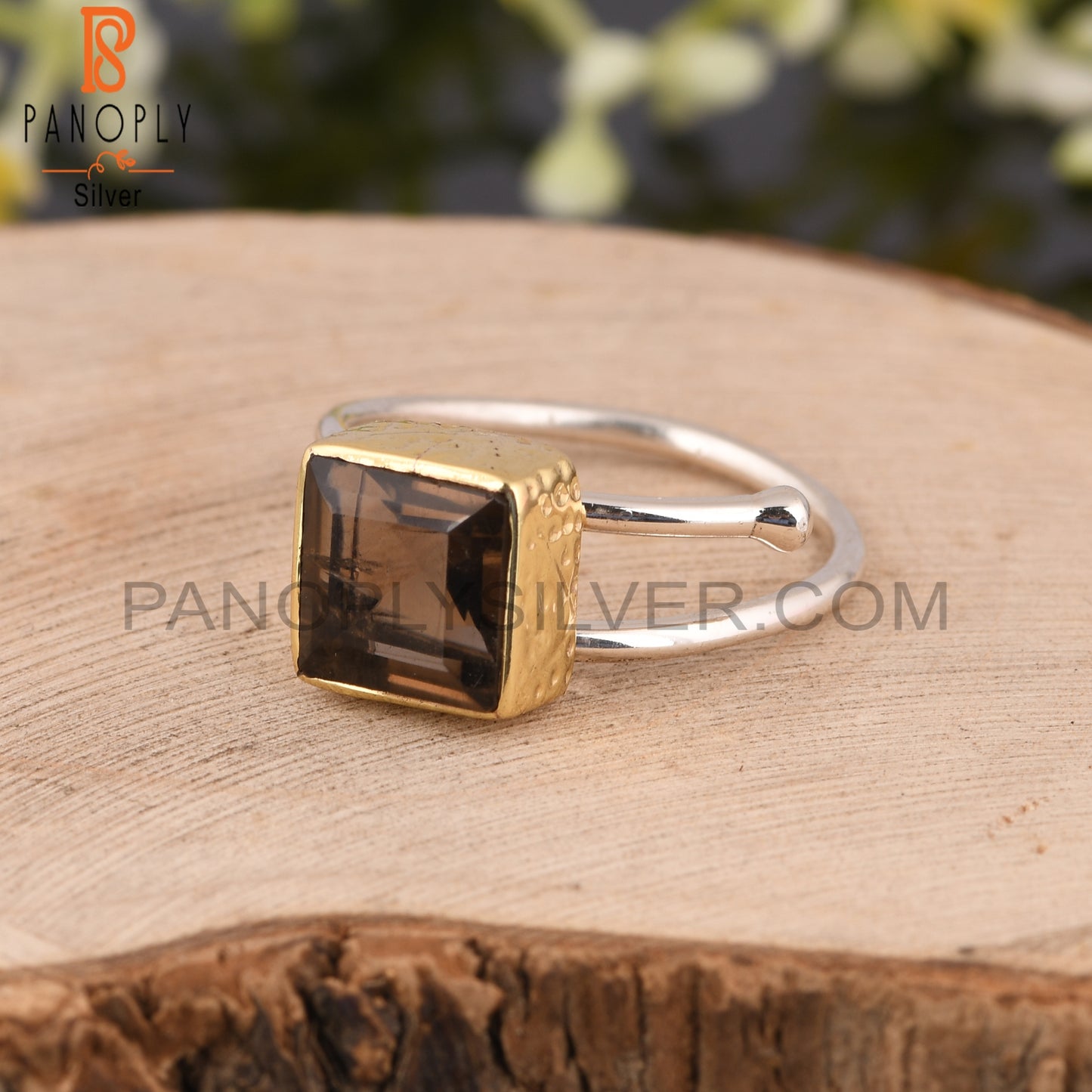 Smoky Square 925 Sterling Silver Beautiful Ring