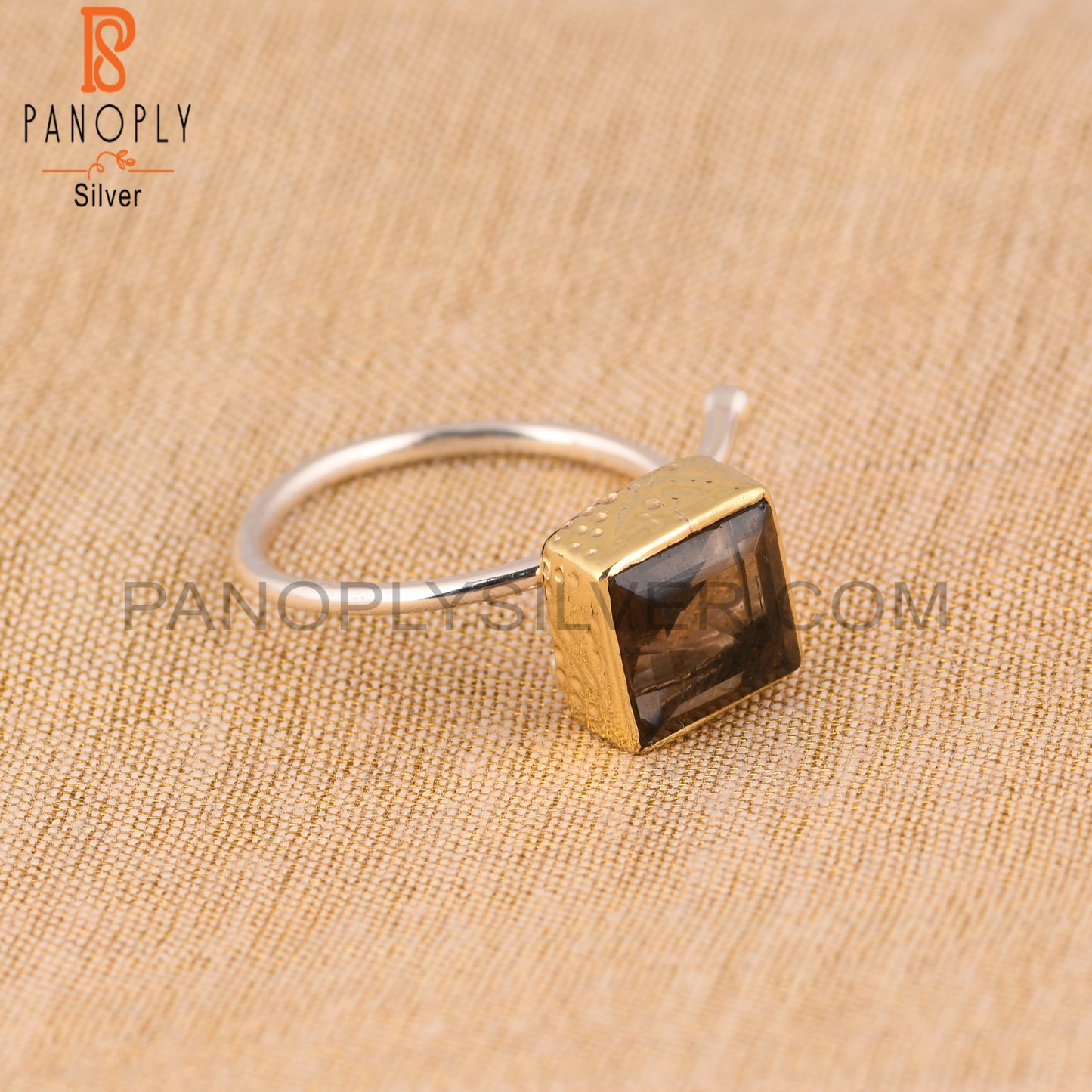 Smoky Square 925 Sterling Silver Beautiful Ring