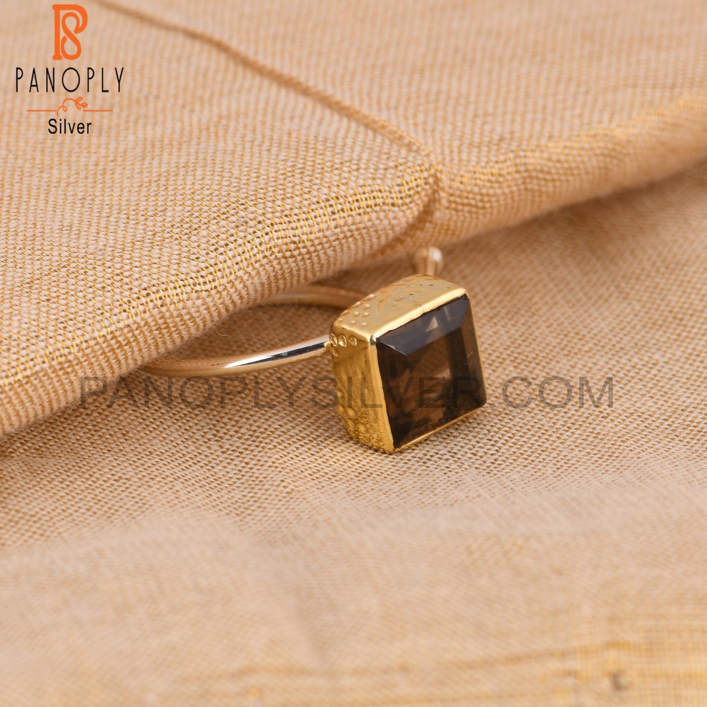 Smoky Square 925 Sterling Silver Beautiful Ring