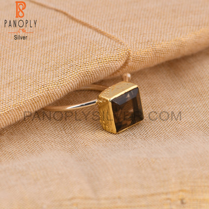 Smoky Square 925 Sterling Silver Beautiful Ring