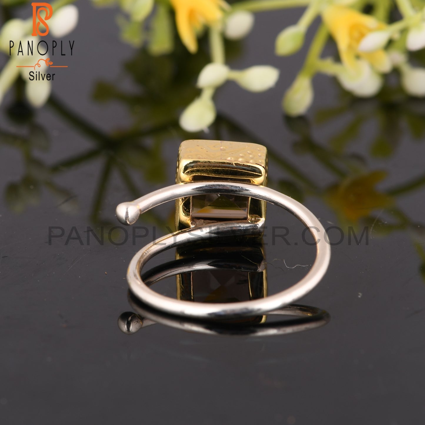 Smoky Square 925 Sterling Silver Beautiful Ring