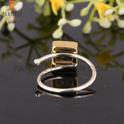 Smoky Square 925 Sterling Silver Beautiful Ring