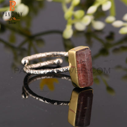Strawberry Quartz 925 Sterling Silver Openable Ring