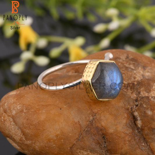 Labradorite Hexagon 925 Sterling Silver Cute Ring