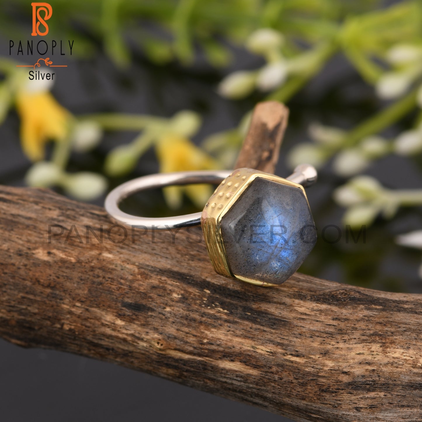 Labradorite Hexagon 925 Sterling Silver Cute Ring
