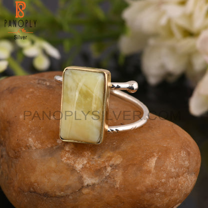 Yellow Opal 925 Sterling Silver Ring For Party Wear