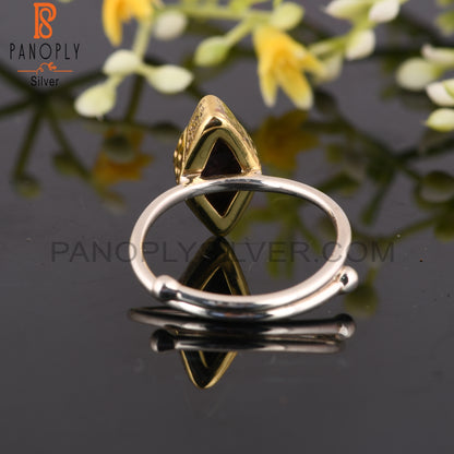 Tourmaline Quartz Diamond 925 Silver Vintage Ring