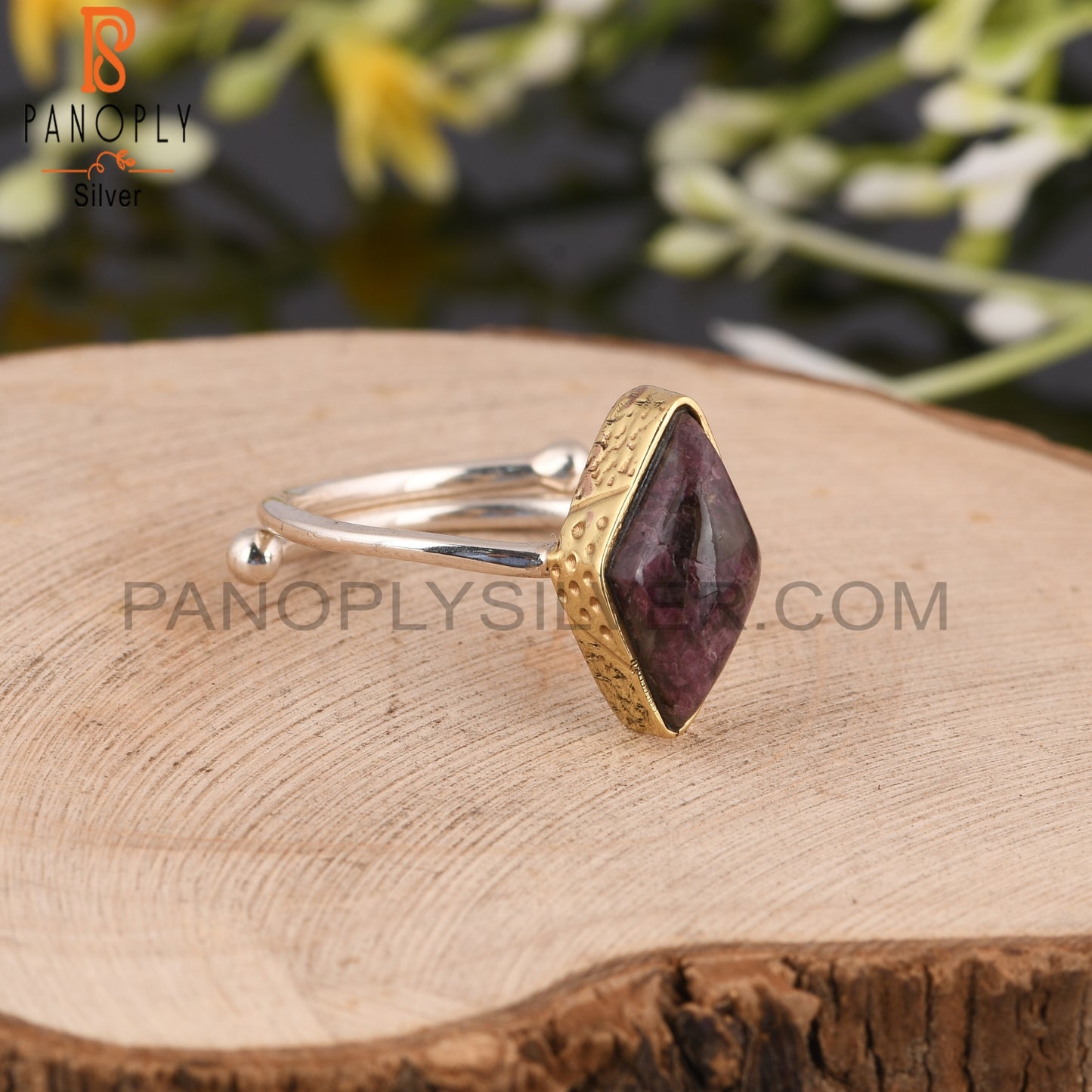 Tourmaline Quartz Diamond 925 Silver Vintage Ring