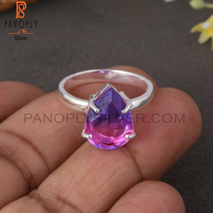 Bio Tourmaline Doublet Quartz Pear 925 Sterling Silver Ring