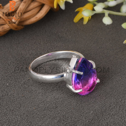 Bio Tourmaline Doublet Quartz Pear 925 Sterling Silver Ring