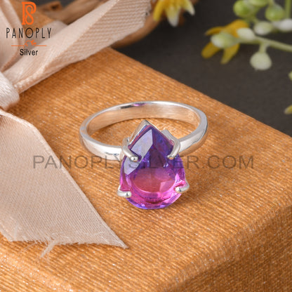 Bio Tourmaline Doublet Quartz Pear 925 Sterling Silver Ring