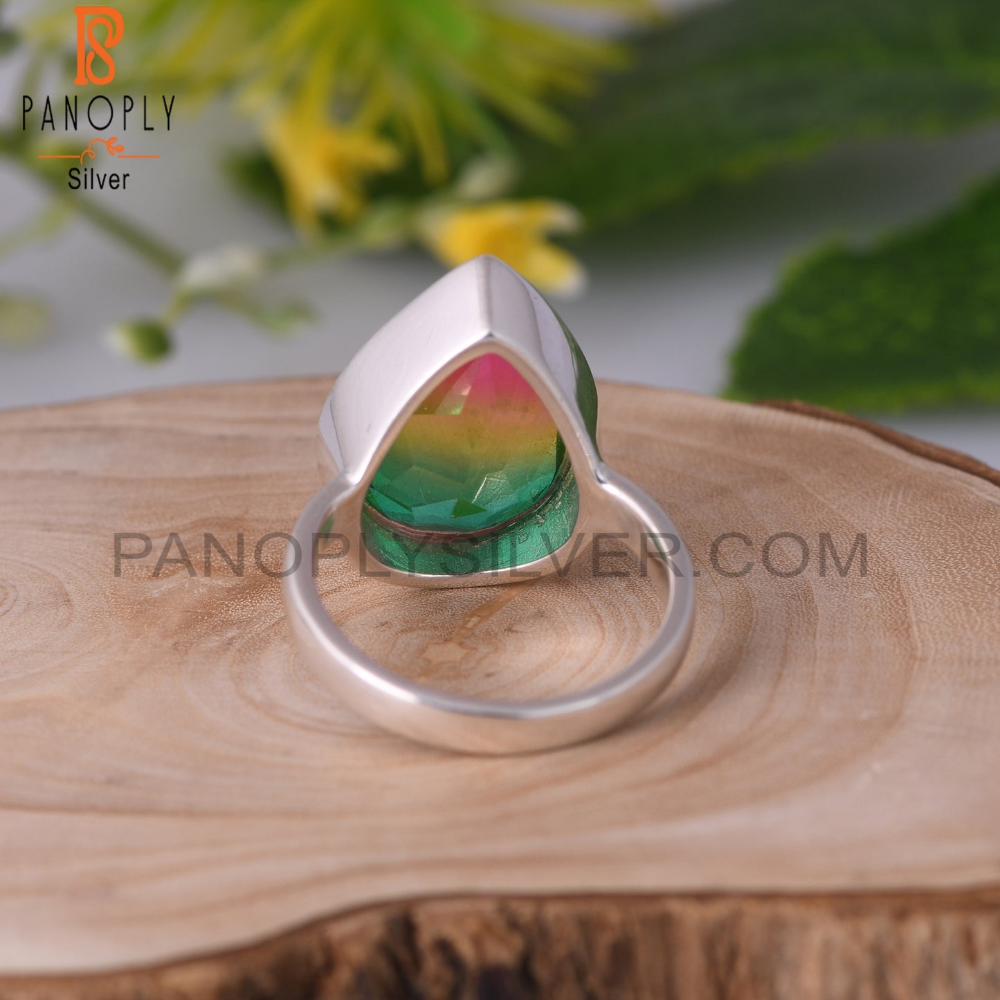 Bio Mystic Doublet Quartz Pear 925 Sterling Silver Ring