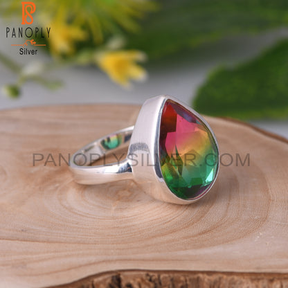 Bio Mystic Doublet Quartz Pear 925 Sterling Silver Ring