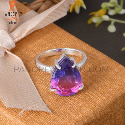 Bio Tourmaline Doublet Quartz Pear 925 Ring For Women