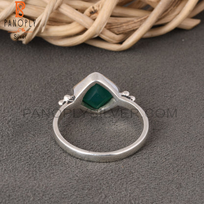 Green Onyx Square Shape 925 Sterling Silver Ring