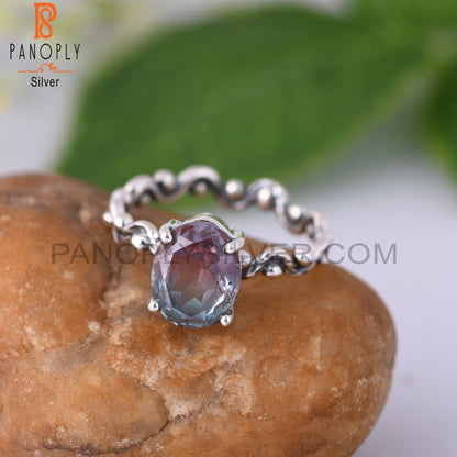 Bio Alexandrite Doublet Quartz Silver Ring