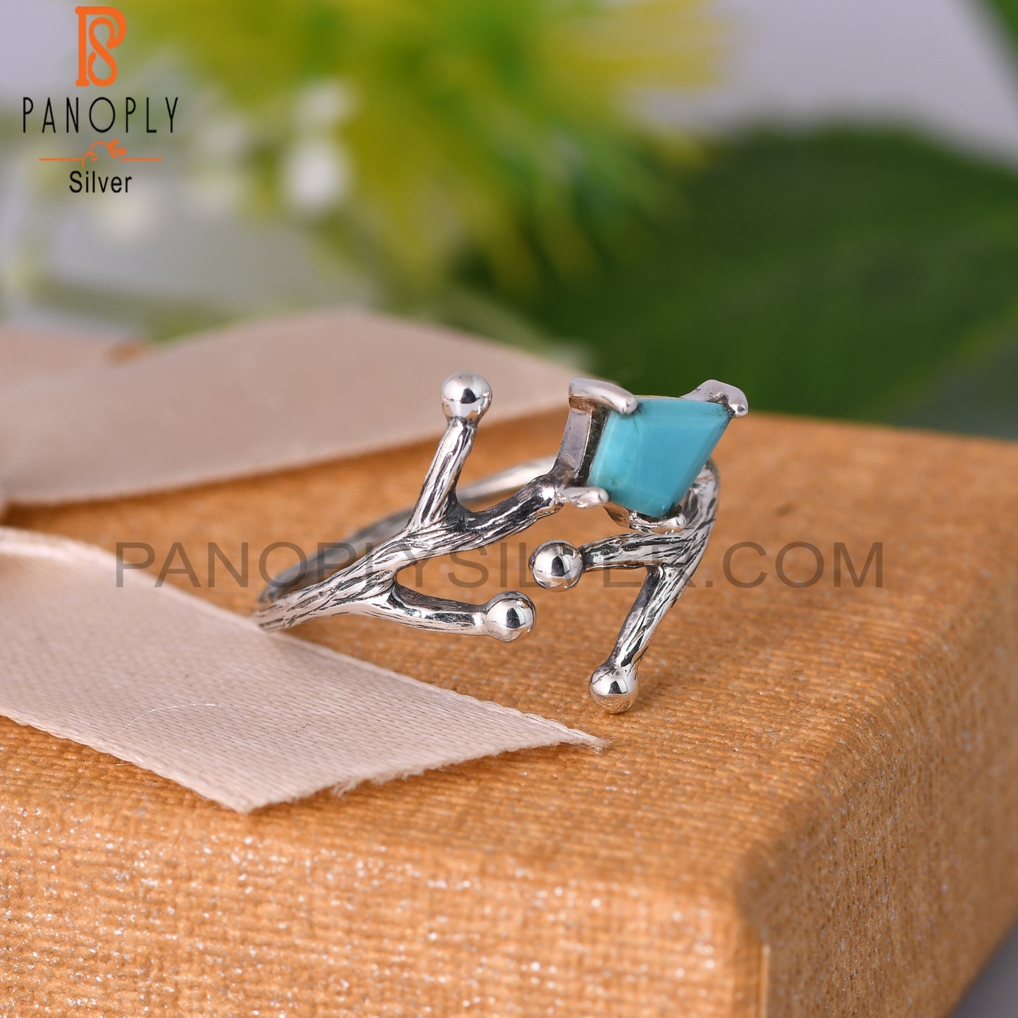 Kingman Turquoise Kite Shape Sterling Silver Ring