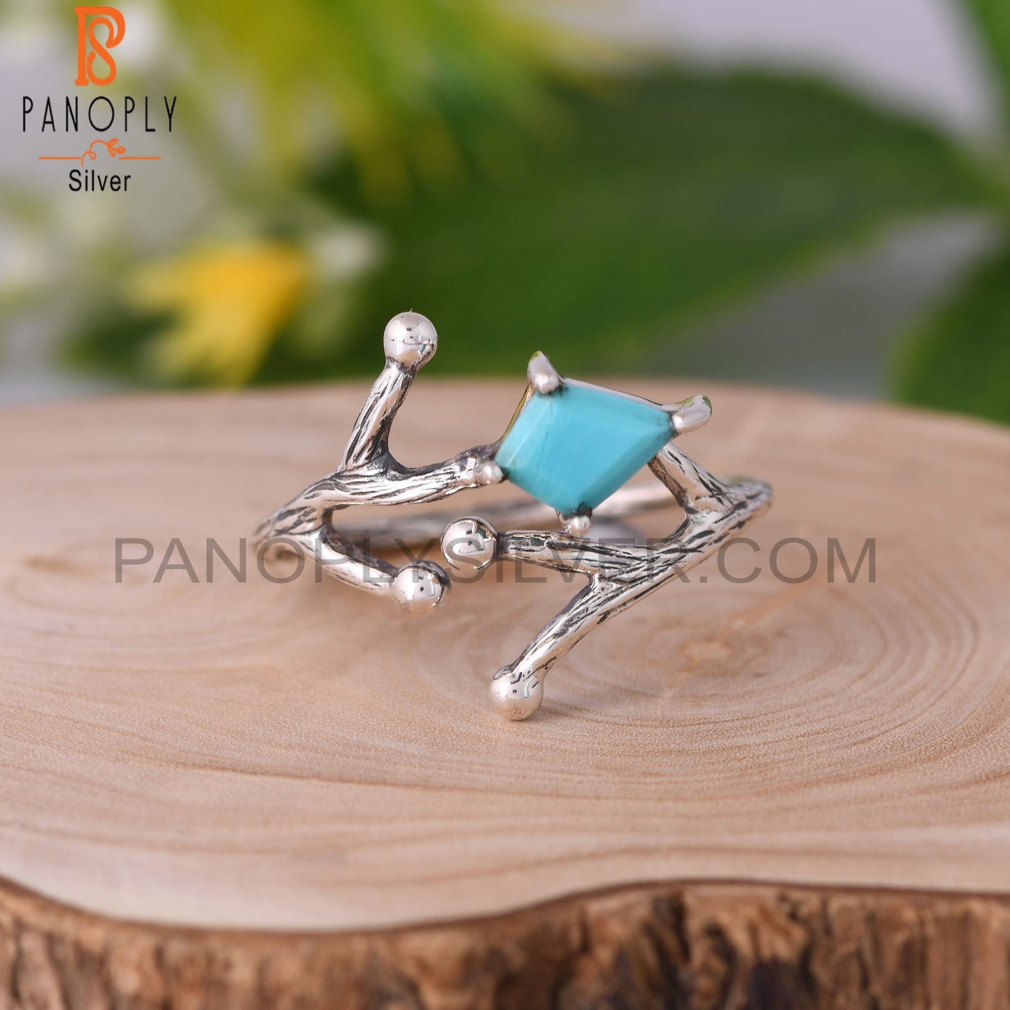 Kingman Turquoise Kite Shape Sterling Silver Ring