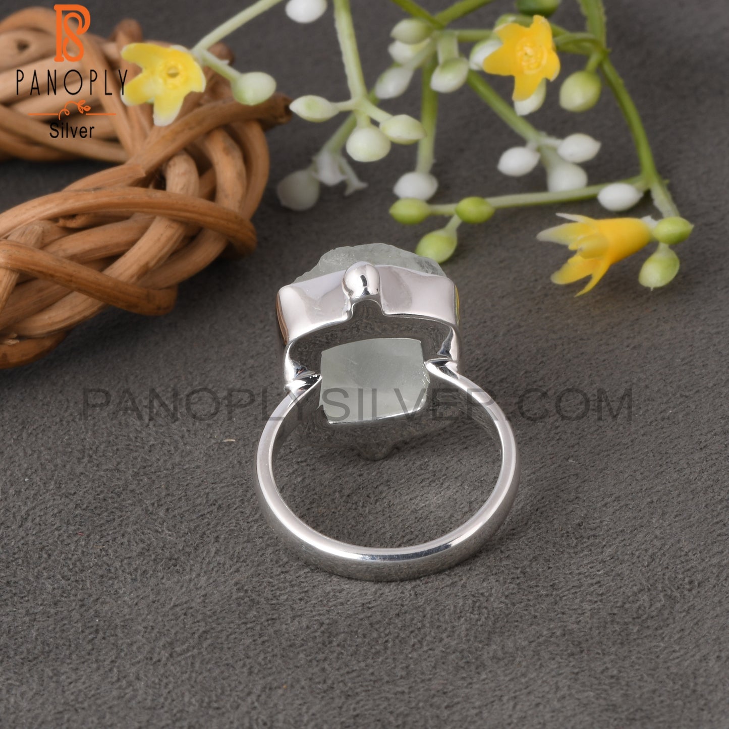 Aquamarine Rough 925 Sterling Silver Minimalist Ring