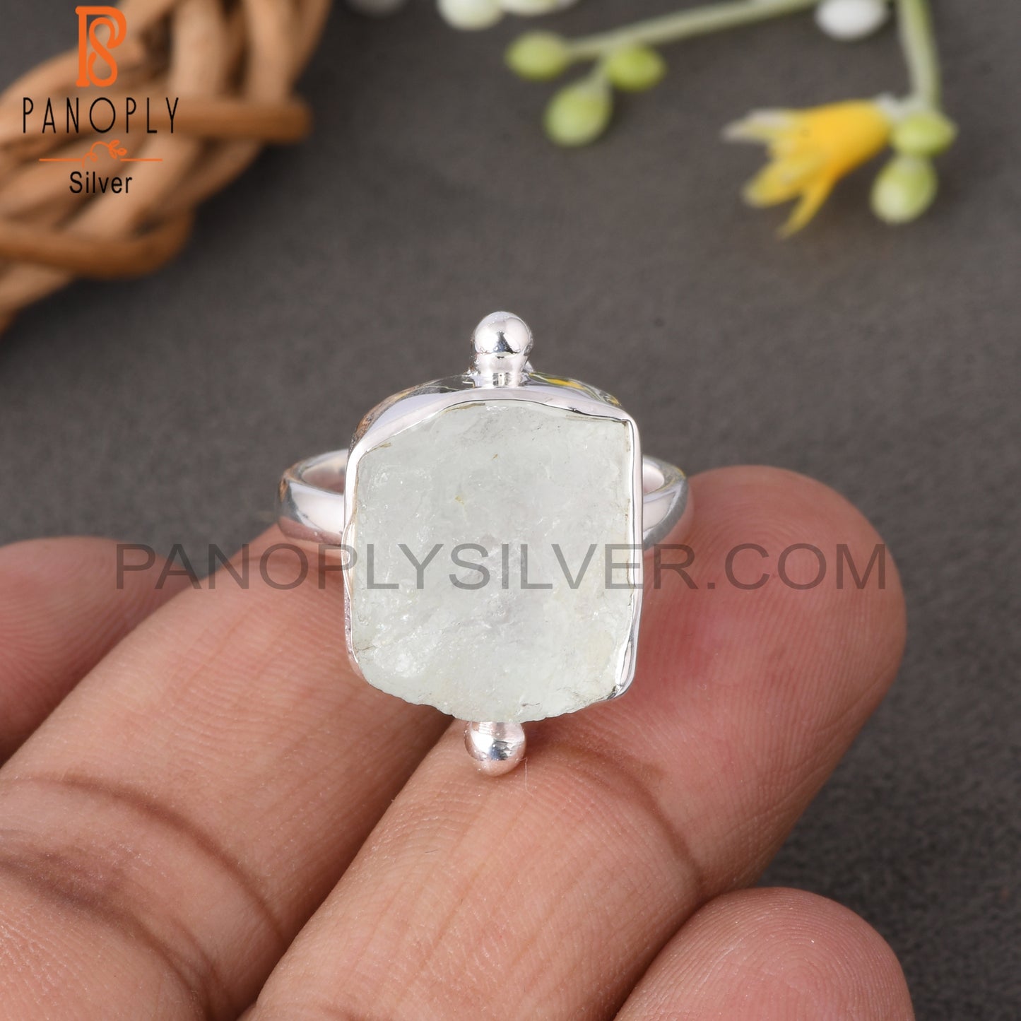 Aquamarine Rough 925 Sterling Silver Minimalist Ring