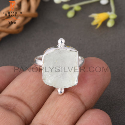 Aquamarine Rough 925 Sterling Silver Minimalist Ring