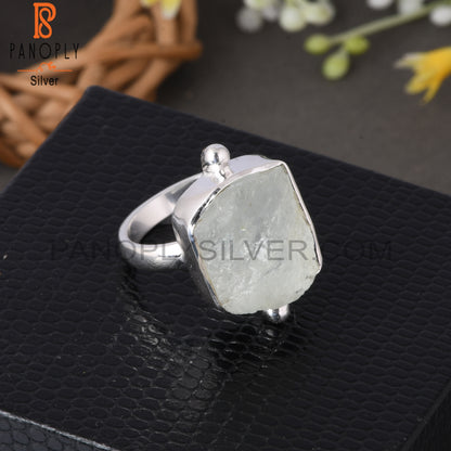 Aquamarine Rough 925 Sterling Silver Minimalist Ring