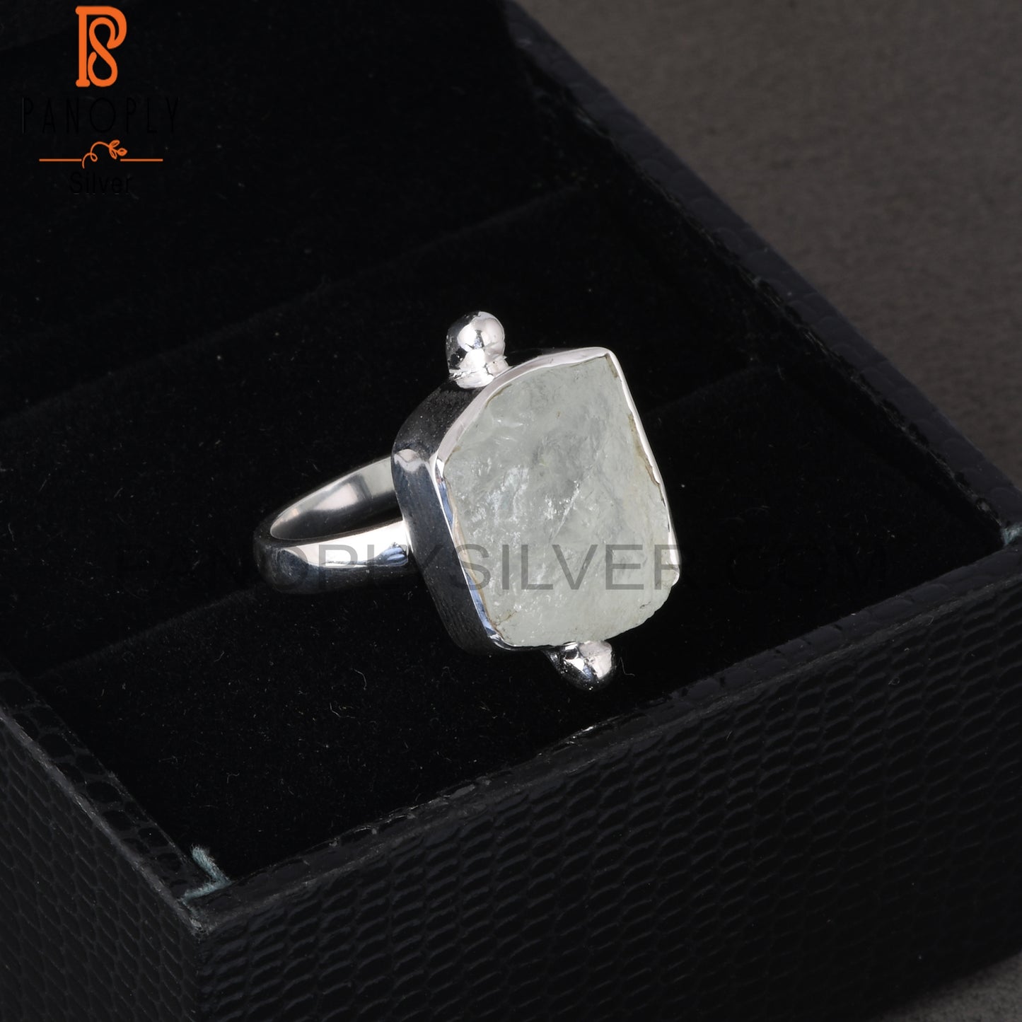 Aquamarine Rough 925 Sterling Silver Minimalist Ring