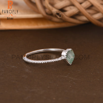 Green Strawberry Quartz Heart Shape 925 Sterling Silver Ring