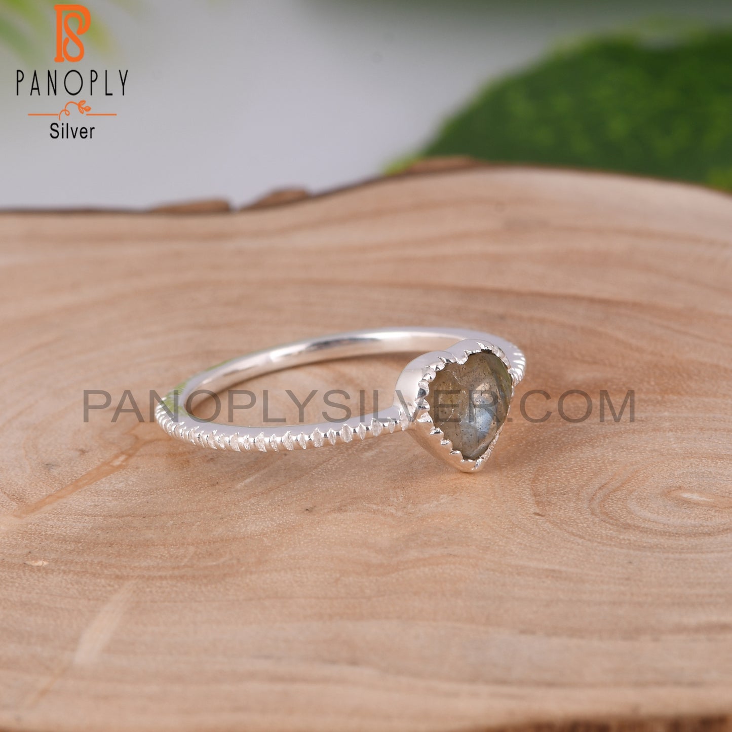 Labradorite Heart Shape 925 Sterling Silver Love Ring