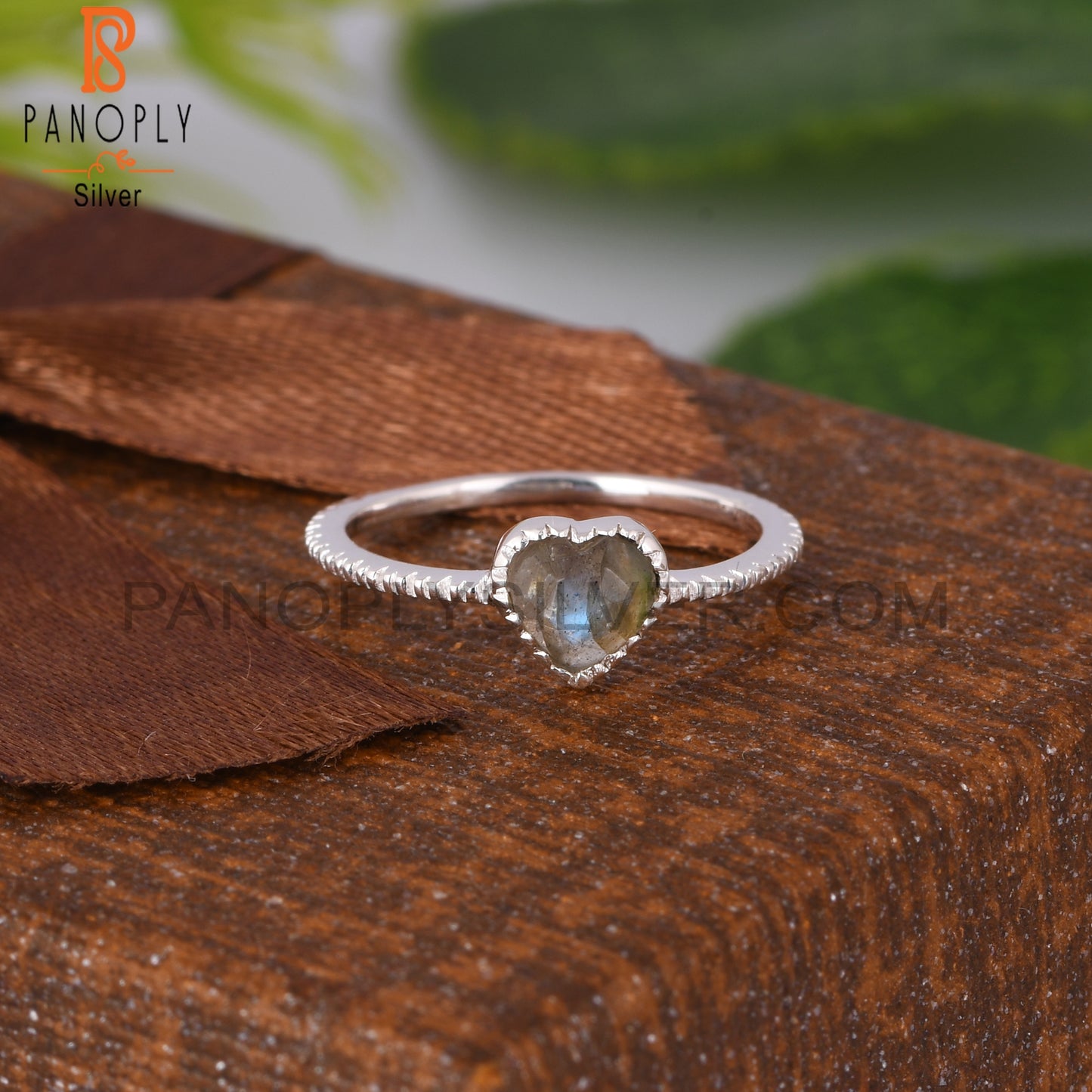 Labradorite Heart Shape 925 Sterling Silver Love Ring
