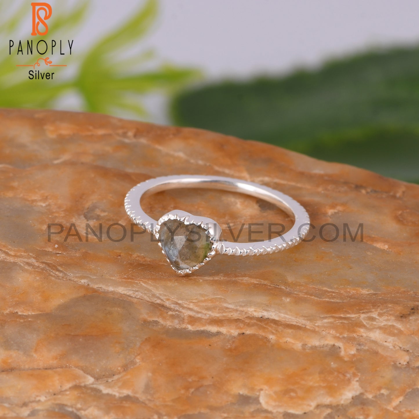 Labradorite Heart Shape 925 Sterling Silver Love Ring