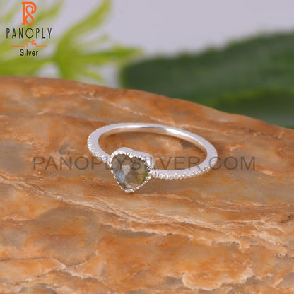 Labradorite Heart Shape 925 Sterling Silver Love Ring